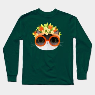 Summer Vibes Flower Crown Cat Long Sleeve T-Shirt